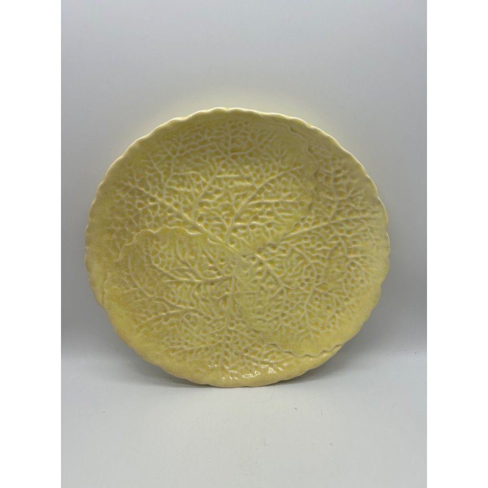 Vintage Majolica Cabbage Leaf Yellow 8" Salad Plate Erphila Germany